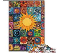 Jigsaws 1000 Pieces for Adults Sun Smiling Collage, Stress Relief with Fully Interlocking Randomly Shaped Pieces for And 14 Years Old (Size 26x38cm)