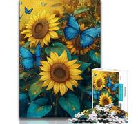 Jigsaws 1000 Pieces for Adults Sunflower Butterfly,Educational Games Home Decoration Educational Game for Birthday,Chrismas 38x52cm