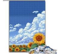 Jigsaws 1000 Pieces for Adults Sunflower Field, Family Game Stress Reliever Difficult Challenge Enhance Love between Couples (size 50x75cm)