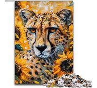 Jigsaws 1000 Pieces for Adults Sunflower Leopard Jigsaw Puzzles for Adults Interactive Family Game, Suitable for Ages 14+ (size50x75cm)