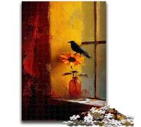 Jigsaws 1000 Pieces for Adults Sunflowers And Crows Adult Puzzles,Challenging Game Gifts for Is Ideal As A Gift for The Whole Family (50x75cm)
