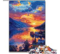 Jigsaws 1000 Pieces for Adults Sunset in The Town 1000 Piece Jigsaw Puzzles for Adults Challenging DIY Brain Game, Interactive Family Activity (Size 50x75cm)