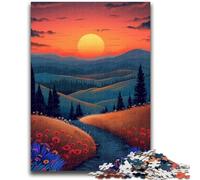 Jigsaws 1000 Pieces for Adults Sunset on The Road Learning Educational Toys Family Games Enhance Love between Couples 26x38cm