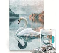 Jigsaws 1000 Pieces for Adults Swan on Tranquil Lake Impossible Game Difficult Challenge Enhance Love between Couples 50x75cm