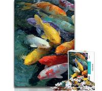 Jigsaws 1000 Pieces for Adults Swimming Koi,Help The Brain Exercise Addictive Toys to Cultivate Patience Perfect Decoration (38x26cm)