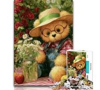 Jigsaws 1000 Pieces for Adults Teddy Bear Adult Jigsaw,Stress Reliever Difficult Challenge Suitable for Desktop Decoration 26x38cm