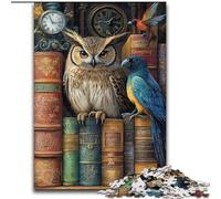 Jigsaws 1000 Pieces for Adults The Bookshelf Is An Owl Made of Wood, Perfect Christmas & New Year Gift, size 50X75CM Engaging Family Game Night Activity