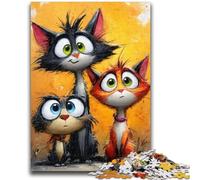 Jigsaws 1000 Pieces for Adults Three Cats Family Fun Fun at Home Activities, Birthday Present,Travel Gifts, for And 14 Years Old 26x38cm