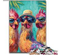 Jigsaws 1000 Pieces for Adults Three Chickens,Stress Reliever Difficult Challenge Every Piece Is Unique - Challenging Family Fun Game 50x75cm