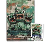 Jigsaws 1000 Pieces for Adults Three Guardian Fodog Art Suitable for Couples Practical Game Gifts for Women Men (size 38x26cm)