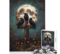 Jigsaws 1000 Pieces for Adults Three Ravens on Cross with Moon Educational Toy Gift For Birthdays Hands-on Game Suitable for Desktop Decoration (Size 38x52cm)