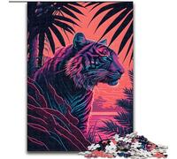 Jigsaws 1000 Pieces for Adults Tiger And Nature Retrowave 1000 Pieces Puzzle Gifts Ideal for Home & Office Decor, for Birthday Size 50X75CM