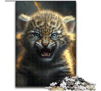 Jigsaws 1000 Pieces for Adults Tiger Baby Made of Wood, Perfect for Birthday, Christmas 50x75cm Challenging & Entertaining, Family Activity