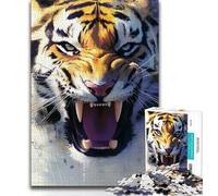 Jigsaws 1000 Pieces for Adults Tiger Portrait Adult Jigsaw,Stress Reliever Difficult Challenge Suitable for Desktop Decoration 26x38cm