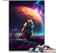 Jigsaws 1000 Pieces for Adults Tiger Watching The Space Wooden Jigsaw Puzzles size 50x75cm Perfect for Halloween, Christmas, Birthday Gift