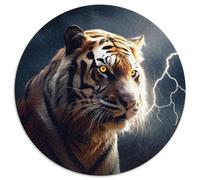 Jigsaws 1000 Pieces for Adults Tigers of The Midnight Storm Round Jigsaw Challenging DIY Brain Teaser,Perfect Family Game Or Decorative Gift (67.5x67.5cm)