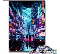 Jigsaws 1000 Pieces for Adults Tokyo Japan Neon Made of Wood, Perfect for Birthday, Christmas 50x75cm Challenging & Entertaining, Family Activity