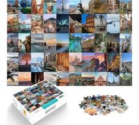 Jigsaws 1000 Pieces for Adults Travel poster collage Made of cardboard Suitable for people aged 14 and above Vacation at home: killing time Challenging Game Gifts。size:38x52cm/14.96x20.47inch