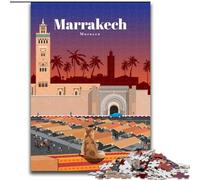 Jigsaws 1000 Pieces for Adults Travel to Marrakech Family Entertainment Toys with Matching Poster And Trivia Sheet (50x75cm) 1000pcs