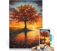 Jigsaws 1000 Pieces for Adults tree by sunset at autumn Made of cardboard Suitable for ages 14 and up learning educational game Improving love between couples。size：26x38cm/10.24x14.96inch