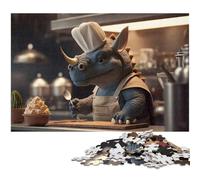 Jigsaws 1000 Pieces for Adults Triceratops Chef Jigsaw Puzzles for Birthdays Holidays Best for Christmas 1000 PCS(75x50cm)