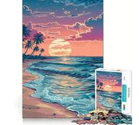 Jigsaws 1000 Pieces for Adults Tropical Beach Palm Trees Flawless Fit Art Mind Game Gift Slow Game Play Christmas Wall Art (38x52cm)