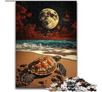 Jigsaws 1000 Pieces for Adults Turtle on The Beach, Stress Relief with Fully Interlocking Randomly Shaped Pieces for And 14 Years Old (Size 26x38cm)
