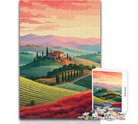 Jigsaws 1000 Pieces for Adults Tuscany Italy Afternoon Beautiful Design Game Learning Educational Anti-Stress Toys Size 38x52cm