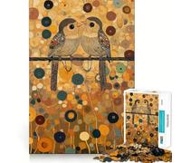 Jigsaws 1000 Pieces for Adults Two Birds on A Wire Klimt Flawless Fit Art Mind Game Gift Slow Game Play Christmas Wall Art (38x52cm)