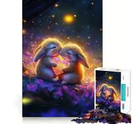Jigsaws 1000 Pieces for Adults Two Bunnies Holding Heart Flawless Fit Art Mind Game Gift Slow Game Play Christmas Wall Art (50x75cm)