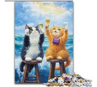 Jigsaws 1000 Pieces for Adults Two Cats Made of Wood, Perfect DIY Art Decor Or Birthday Gift size 50X75CM Challenging Brain Teaser - Relaxing Toy for Teenagers