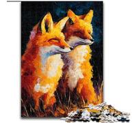 Jigsaws 1000 Pieces for Adults Two Foxes, Family Game Stress Reliever Difficult Challenge Enhance Love between Couples (size 26x38cm)
