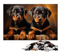 Jigsaws 1000 Pieces for Adults Two Rottweiler Puppies Jigsaw Puzzles for Birthdays Holidays Best for Christmas 1000 PCS(75x50cm)