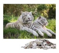 Jigsaws 1000 Pieces for Adults Two White Tigers Impossible Jigsaw Puzzles for Adults for Teenagers Couples And Friends for Birthdays Christmas 1000 PCS(75x50cm)