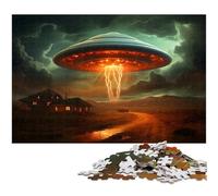 Jigsaws 1000 Pieces for Adults UFO Flying Over Farm Impossible Jigsaw Puzzles for Adults for Teenagers Couples And Friends for Birthdays Christ