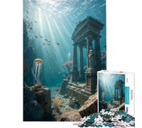 Jigsaws 1000 Pieces for Adults Underwater Ruins with Marine Life for Birthday, Chrismas Wall Decoration Family Games Suitable for Ages 14 And Up (38x26cm)