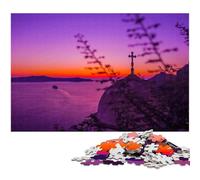 Jigsaws 1000 Pieces for Adults Violet Sunset in Santorini Jigsaw Puzzles for Birthdays Holidays Best for Christmas 1000 PCS(75x50cm)
