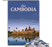 Jigsaws 1000 Pieces for Adults Visit Cambodia, Help The Brain Exercise Addictive Toys to Cultivate Patience Perfect Decoration 26x38cm