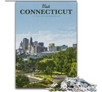 Jigsaws 1000 Pieces for Adults Visit Connecticut, Help The Brain Exercise Addictive Toys to Cultivate Patience Perfect Decoration 26x38cm