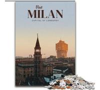 Jigsaws 1000 Pieces for Adults Visit Milan Family Entertainment Toys with Matching Poster And Trivia Sheet (50x75cm) 1000pcs