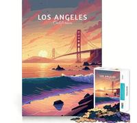 Jigsaws 1000 Pieces for Adults Visit to Los Angeles Flawless Fit Art Mind Game Gift Slow Game Play Christmas Wall Art (50x75cm)