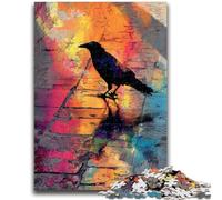 Jigsaws 1000 Pieces for Adults Watercolor Crow, for Ages 14 And over Each Piece Is Unique - Fun And Challenging Game for The Whole Family Good Gift 26X38CM