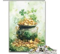 Jigsaws 1000 Pieces for Adults Watercolor Four-leaf Clover Made of Wood, Ideal for Family Fun, Relaxation size 50X75CM Birthday Party for Men Women