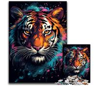 Jigsaws 1000 Pieces for Adults Watercolor Painting Tiger Jigsaw Puzzles Brain Teaser Game for Teenagers Perfect 1000 PCS(75x50cm)