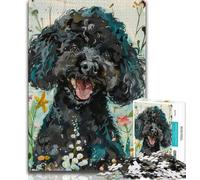 Jigsaws 1000 Pieces for Adults Watercolor Poodle 1000 Piece Jigsaw,Family Entertainment Toys with Matching Poster And Trivia Sheet 38x26cm