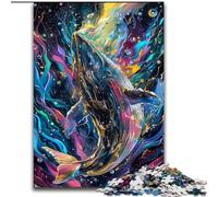 Jigsaws 1000 Pieces for Adults Watercolor Whale, Stress Relief with Fully Interlocking Randomly Shaped Pieces for And 14 Years Old (Size 26x38cm)