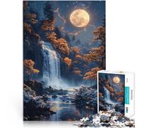 Jigsaws 1000 Pieces for Adults Waterfall by Moonlight Intellektuelles Spiel Jedes Stück ist einzigartig Anspruchsvolles Familienspiel38x26cm