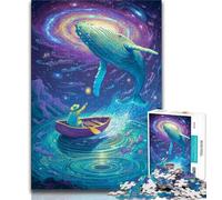 Jigsaws 1000 Pieces for Adults Whales in Space,Stress Reliever Difficult Challenge Every Piece Is Unique - Challenging Family Fun Game (38x26cm)