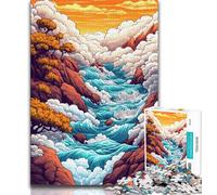 Jigsaws 1000 Pieces for Adults Whimsical Sea of Clouds Adult Jigsaw,Stress Reliever Difficult Challenge Suitable for Desktop Decoration 26x38cm