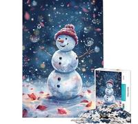 Jigsaws 1000 Pieces for Adults Whimsical Snowman in Winter Wonderland Educational Games Learning Educational Toys Gifts For Birthdays A Work of Art (Size 75x50cm)